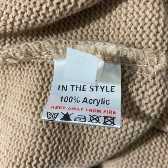 In The Style Size 8 Sweater Crossover Wrap Tan Knit Long Sleeve Side Tie - Picture 5 of 9